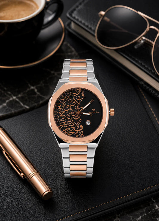 Diamond Blue DB-025 black Arabic luxury watch lifestyle photography