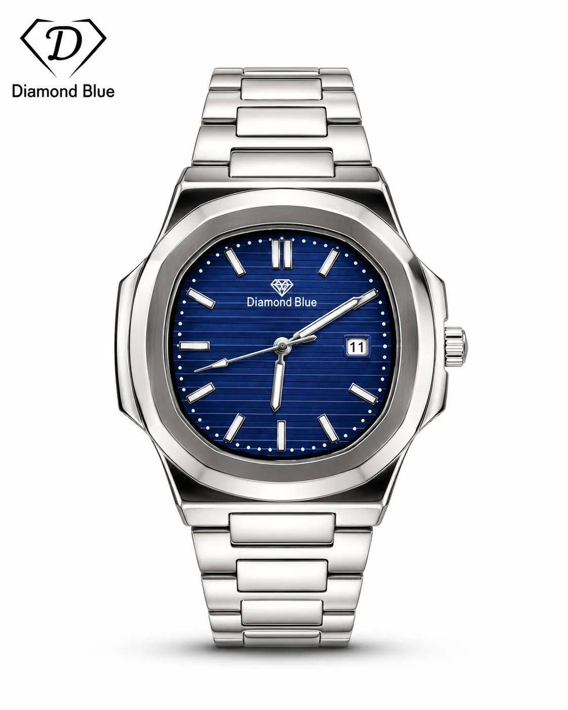 Diamond Blue Silver Blue Dial Date Watch DI-033 – Business Class