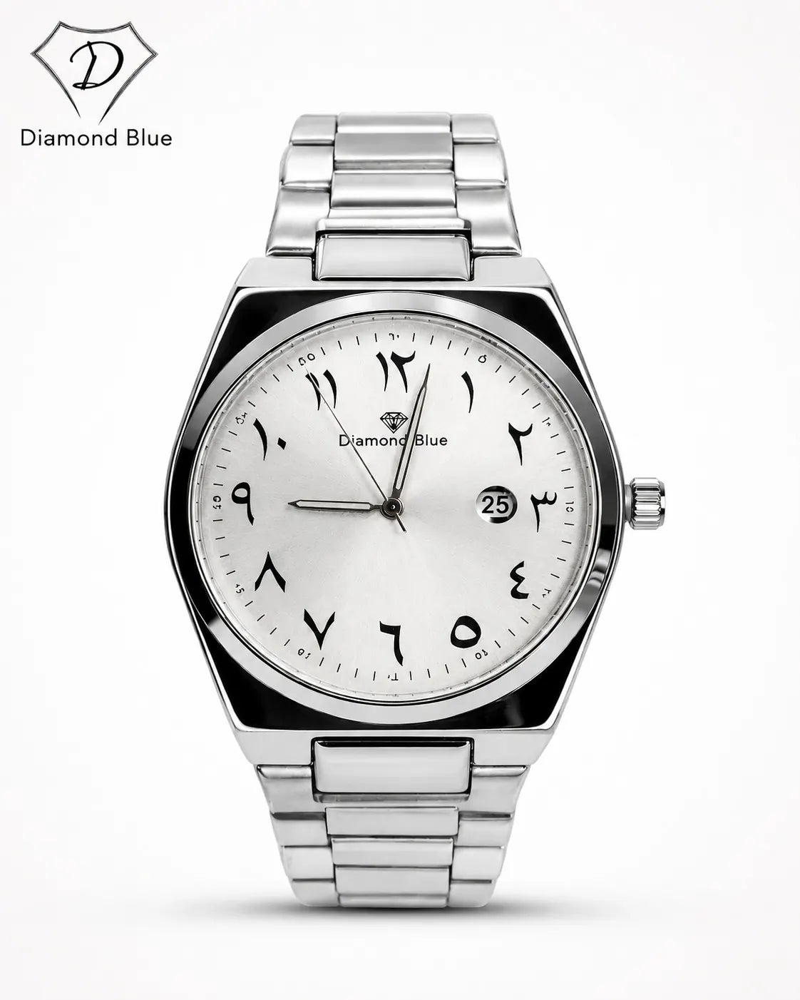 Diamond Blue Elegant Silver Watch with Arabic Dial DI-009