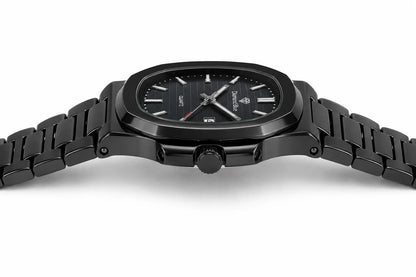 Diamond Blue DB-006 all black stainless steel watch side profile