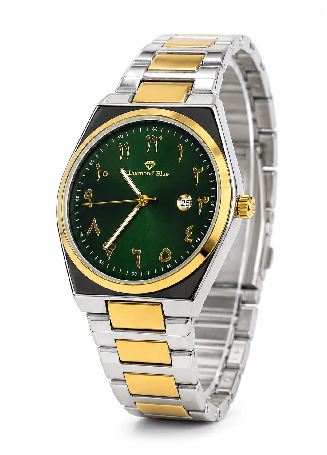 Diamond Blue DB-009 green Arabic dial two-tone luxury men's watch