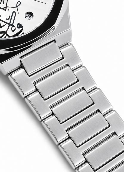 Close-up of Diamond Blue DB-019 silver stainless steel bracelet with integrated rectangular links.