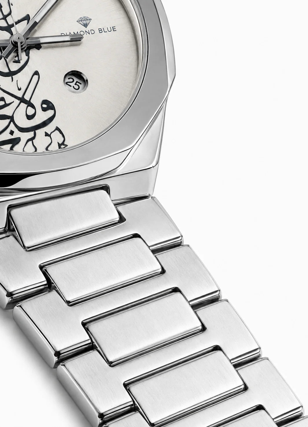 Diamond Blue DB-024 silver stainless steel watch bracelet macro detail