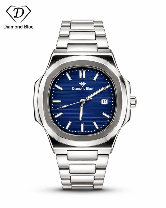 Diamond Blue Silver Blue Dial Date Watch DI-033 – Business Class
