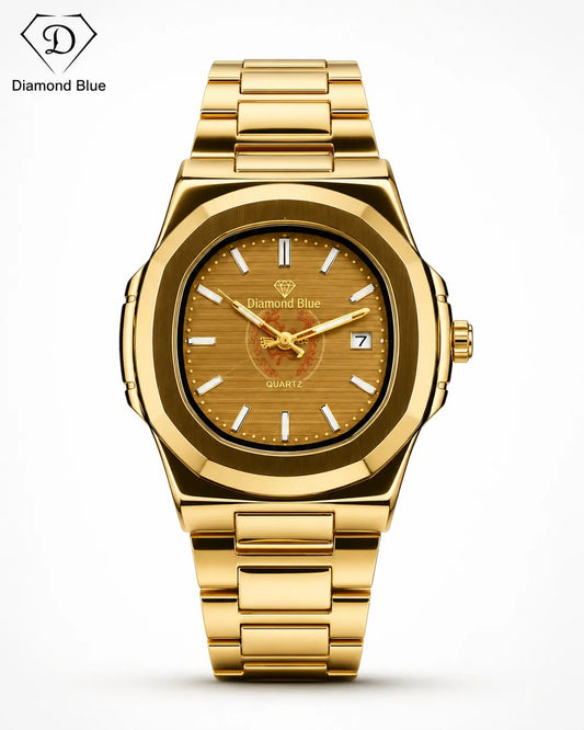 Diamond Blue Rose Gold Date Watch – Business Class D
