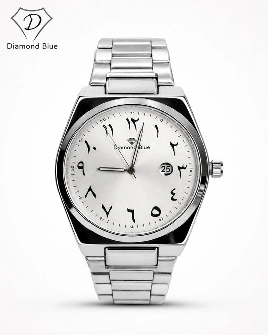 Diamond Blue Elegant Silver Watch with Arabic Dial DI-009